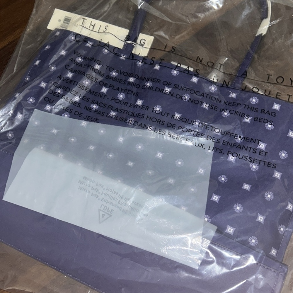 Tory Burch Ella Printed Recycled Polyester Tote Bag Purple & White NWT - Picture 4 of 10